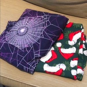 LuLaRoe Purple and Green Leggings Set